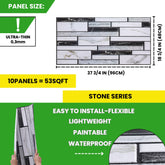 Mixed Marble Tile 3D PVC Wall Panels for Interior Decor (10-Pieces)