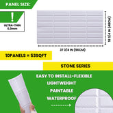 White Tile 3D PVC Wall Panels for Interior Decor (10-Pieces)