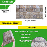 Morocco Tile 3D PVC Wall Panels for Interior Decor (10-Pieces)