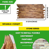 Stacked Sand Slate 3D PVC Wall Panels for Interior Decor, Bathrooms, Lobbies (10-Pieces)
