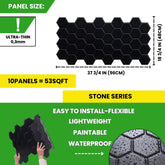Black Hexagon 3D PVC Wall Panels for Interior Decor (10-Pieces)