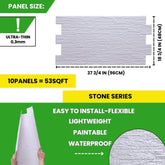 Plain White Slate 3D PVC Wall Panels for Interior Decor, Bathrooms, Lobbies (10-Pieces)