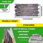 Stacked Natural Slate 3D PVC Wall Panels for Interior Decor, Bathrooms, Lobbies (10-Pieces)