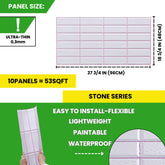 White Tile Pink Seam 3D PVC Wall Panels for Interior Decor (10-Pieces)