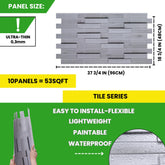 Birch Wood Tile 3D PVC Wall Panels for Interior Decor, Bathrooms, Lobbies (10-Pieces)