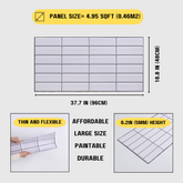 3D Wall Panels – White Tile with Black Seam (10pcs | 53 Sq Ft)