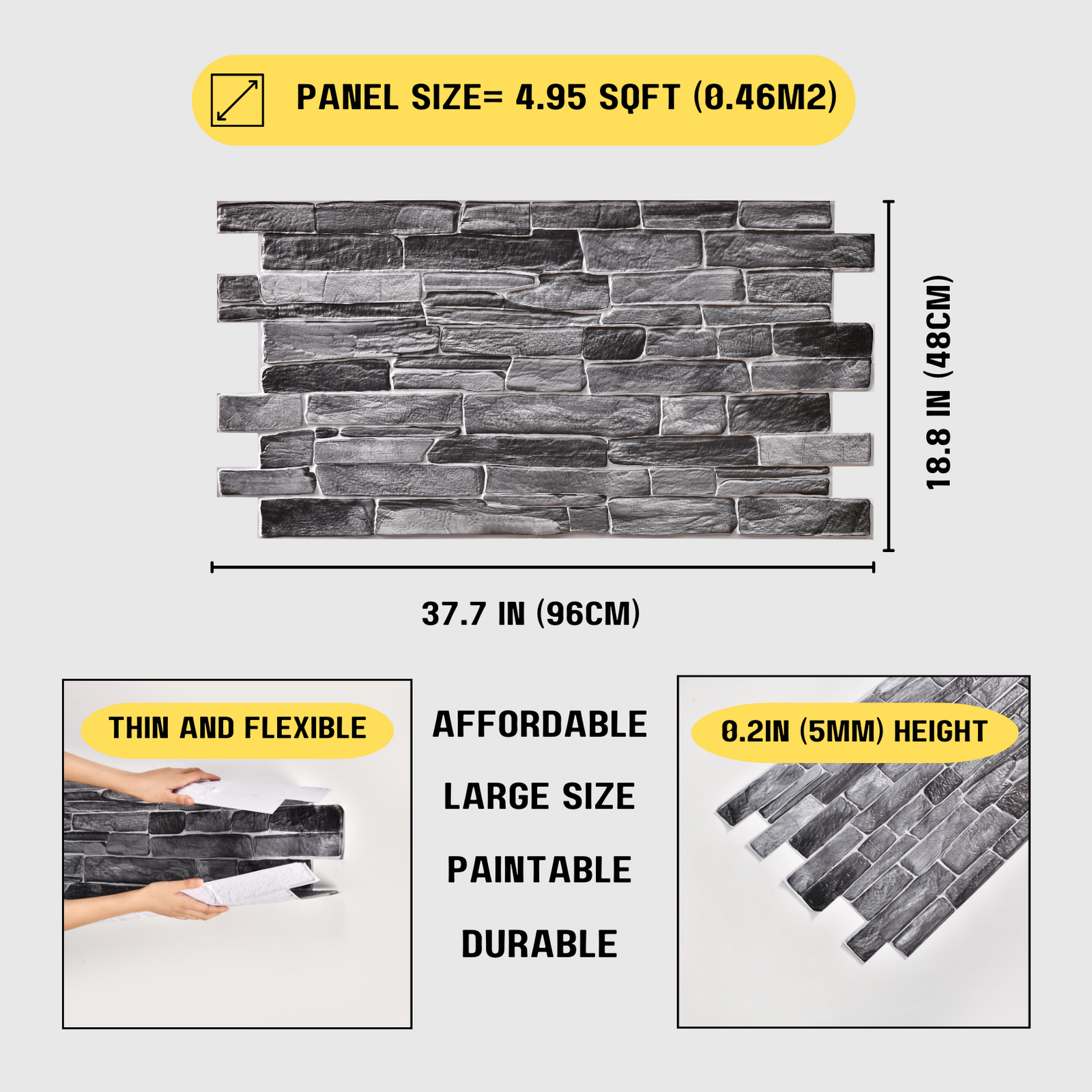 Grace Baltic 3D Wall Panels For Interior Wall Decoration Non Adhesive Thin Elastic PVC Wall Panels (10pcs/4.7m² - View #7