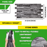 3D PVC Wall Panels for Interior Decor Slate Gray (10-Pieces)