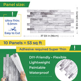 Graphite Ridge Slate Gray 3D PVC Wall Panels for Interior Decor, Bathrooms, Lobbies (10-Pieces)