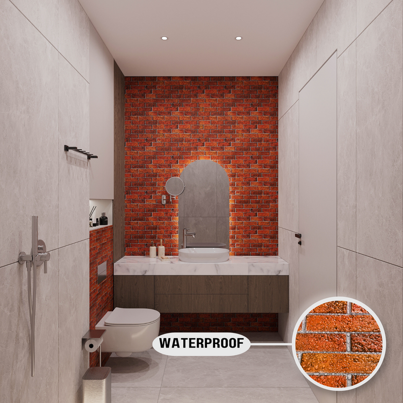 10pcs (53sqft)3D Wall Panels for Interior Decor (Red Brick)