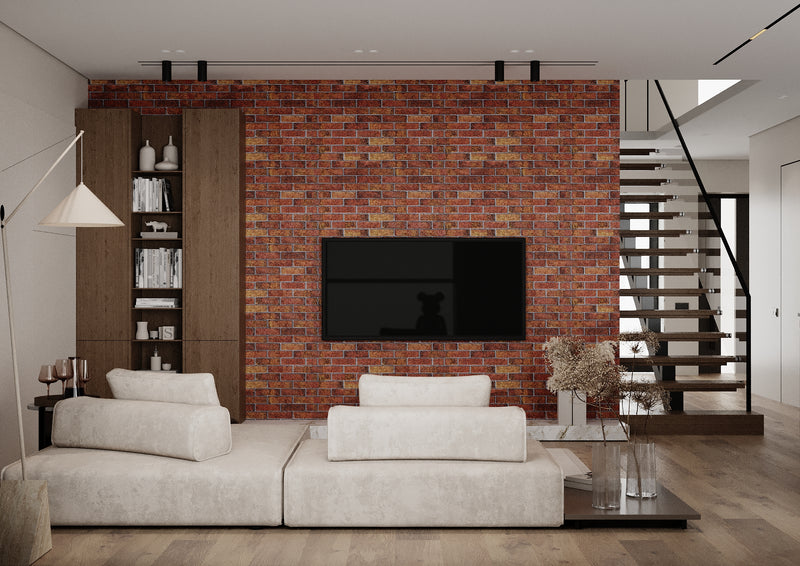 10pcs (53sqft)3D Wall Panels for Interior Decor (Red Brick)