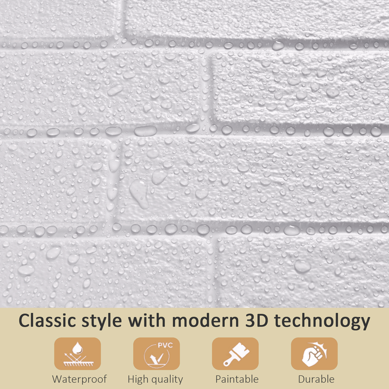 brick 3D wall panels white